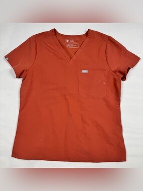 FIGS Catarina One Pocket Scrub Top Short Sleeve Top Terracotta Women’s L